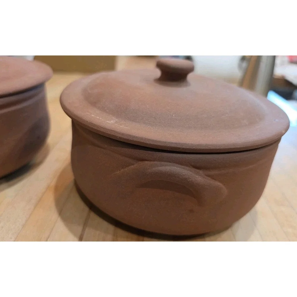 Lot 2 Crate & Barrel Terracotta Covered Casserole Dish Cottagecore Rustic Tuscan